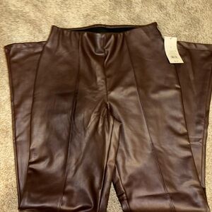 a new day Dark Brown Faux Leather Flare Pants